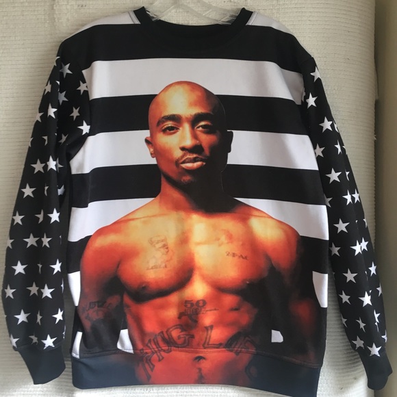 RARE 2pac Freedom Stars & Stripes Flag Print Shirt - Picture 6 of 8